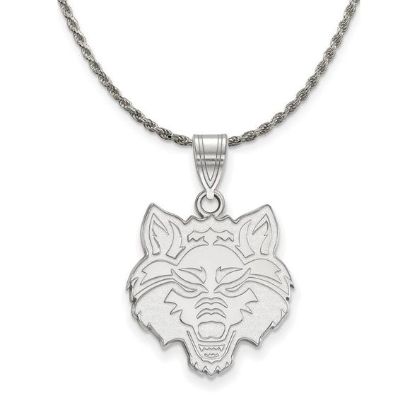 Sterling Silver Arkansas State Large Logo Pendant Necklace...